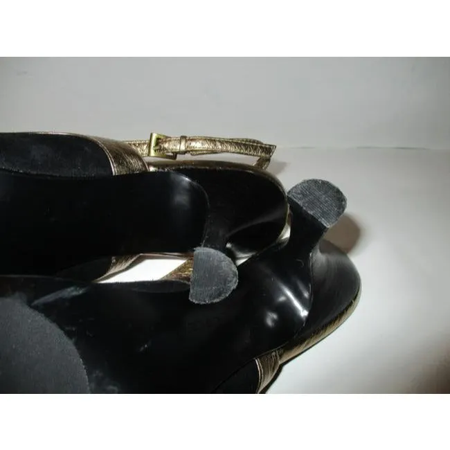 Enzo Angiolini Black Suede Slingback Round Toe Sandal Pumps Size Us