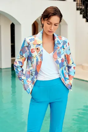 Face Print Faux Suede Moto Jacket
