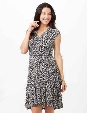 Faux Wrap Ruffle Hem Dress