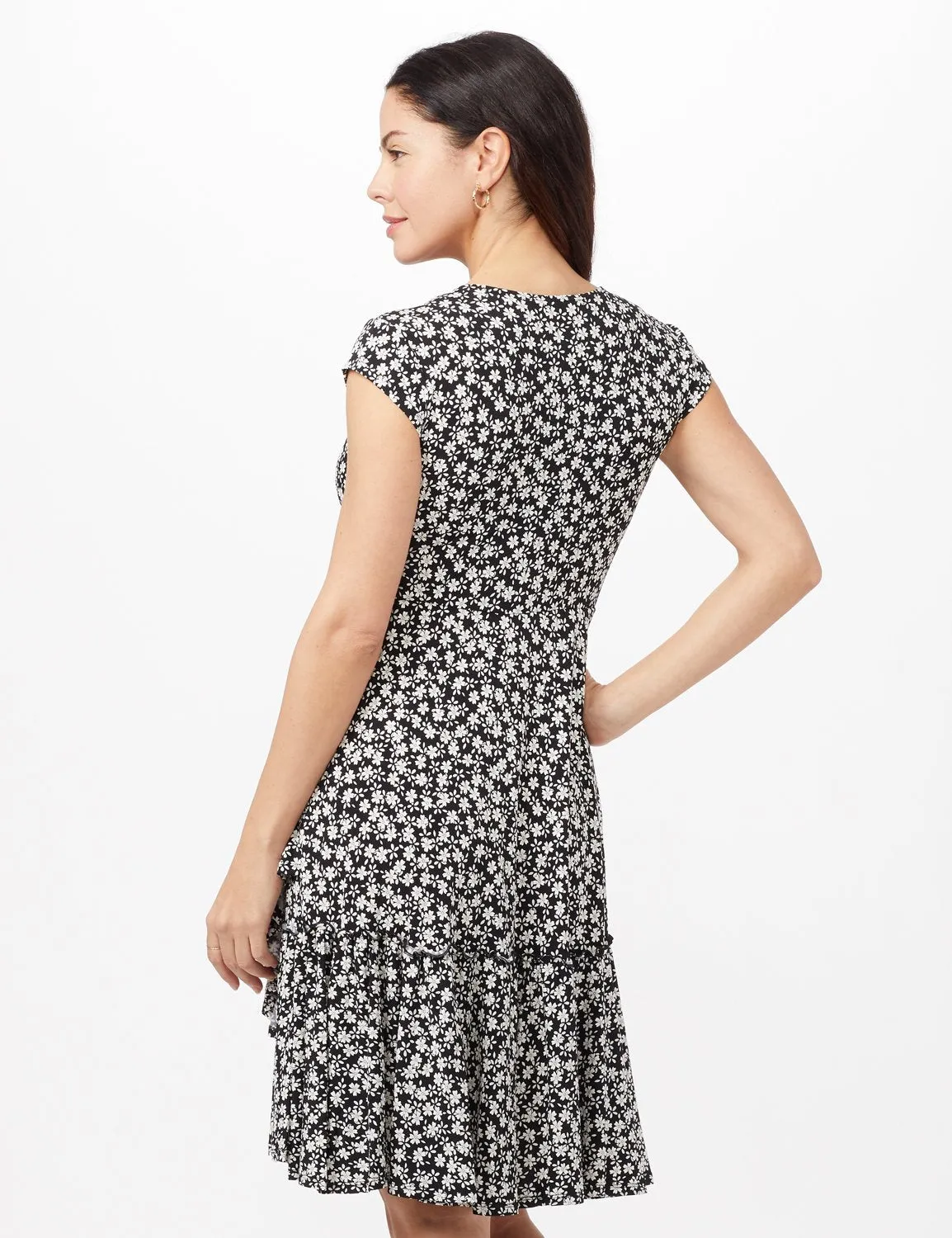 Faux Wrap Ruffle Hem Dress