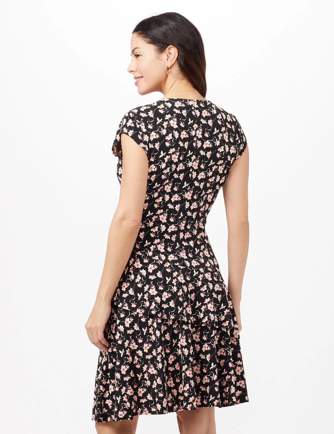 Faux Wrap Tier Hem Dress