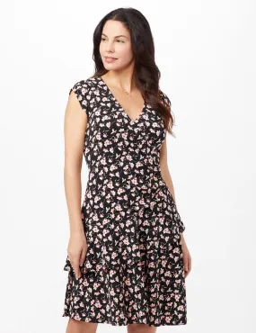 Faux Wrap Tier Hem Dress
