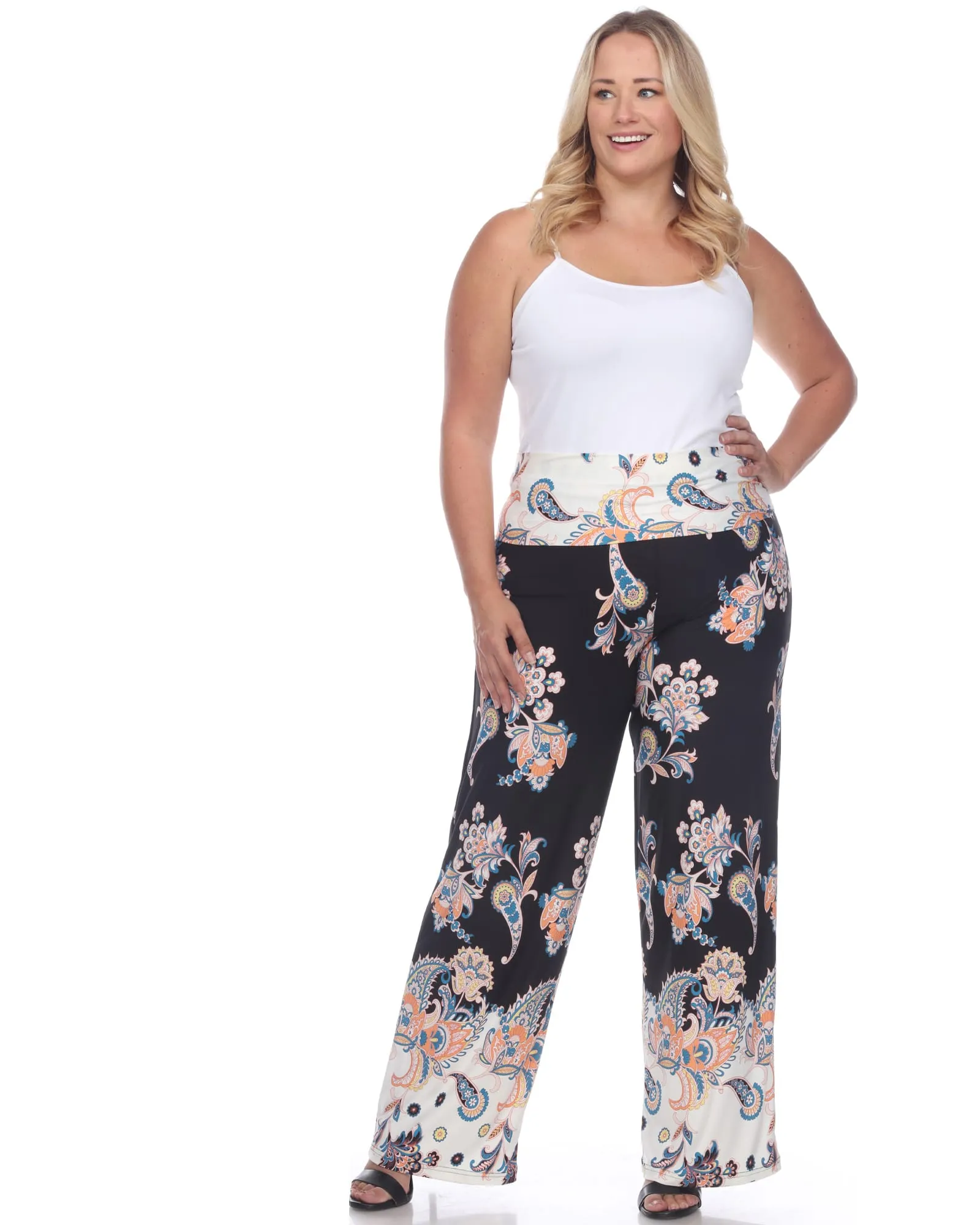 Floral Paisley Printed Palazzo Pants | Black