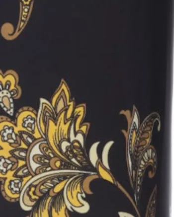 Floral Paisley Printed Palazzo Pants | Black/Gold