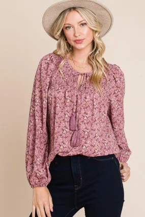 Floral Print Peasant Blouse
