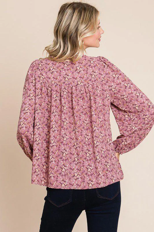Floral Print Peasant Blouse