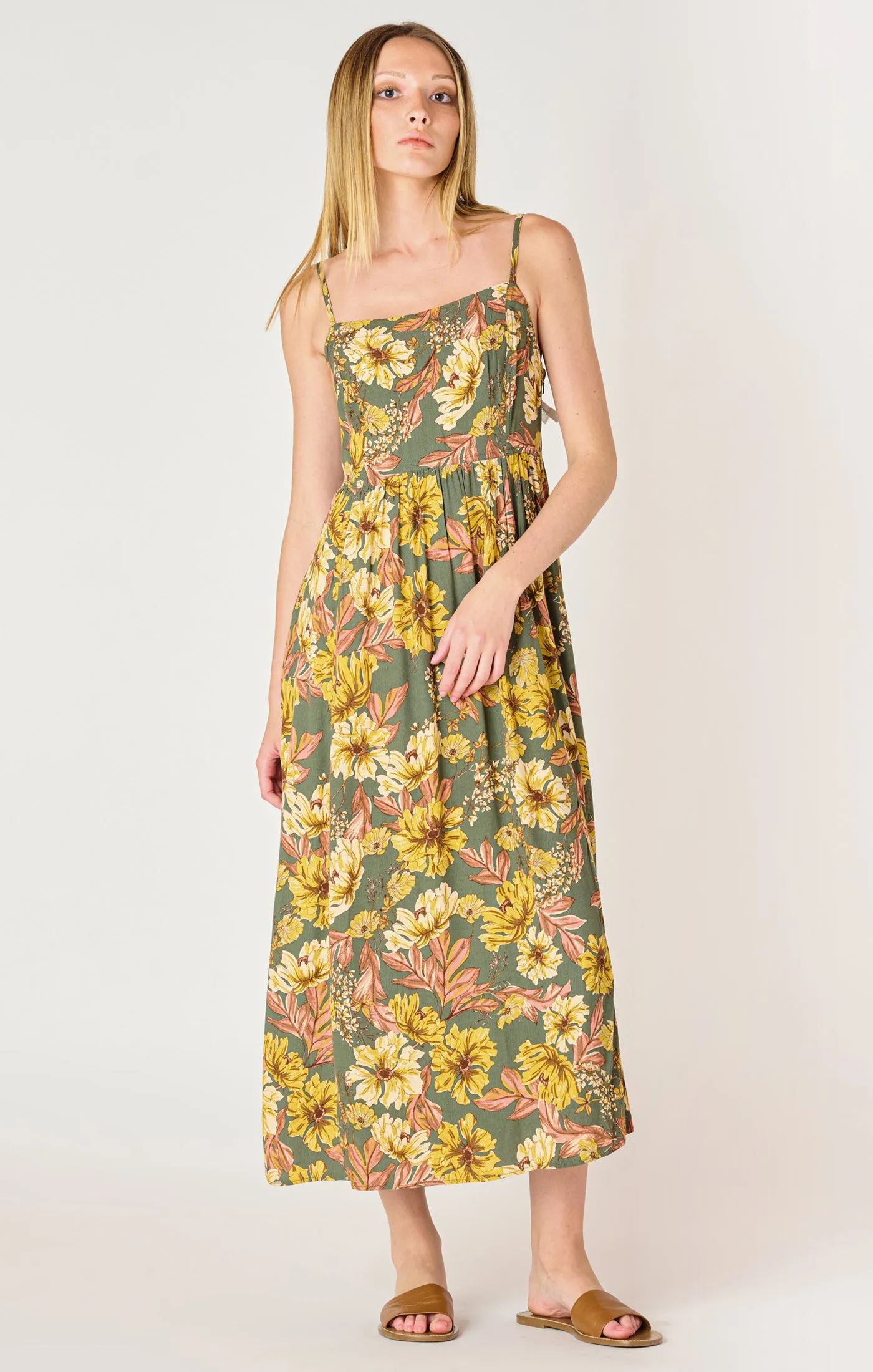 Floral Tie Back Midi Dress