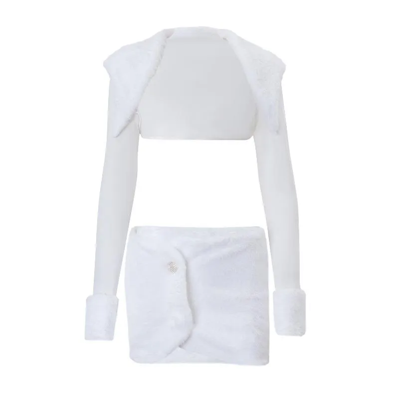 Fluffy A line button mini skirt