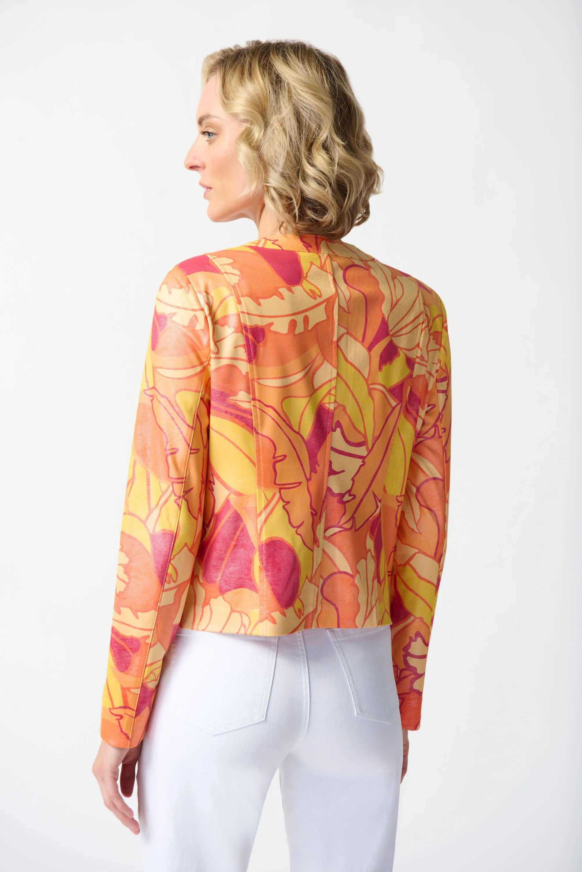 Foiled Suede Floral Print Fitted Jacket