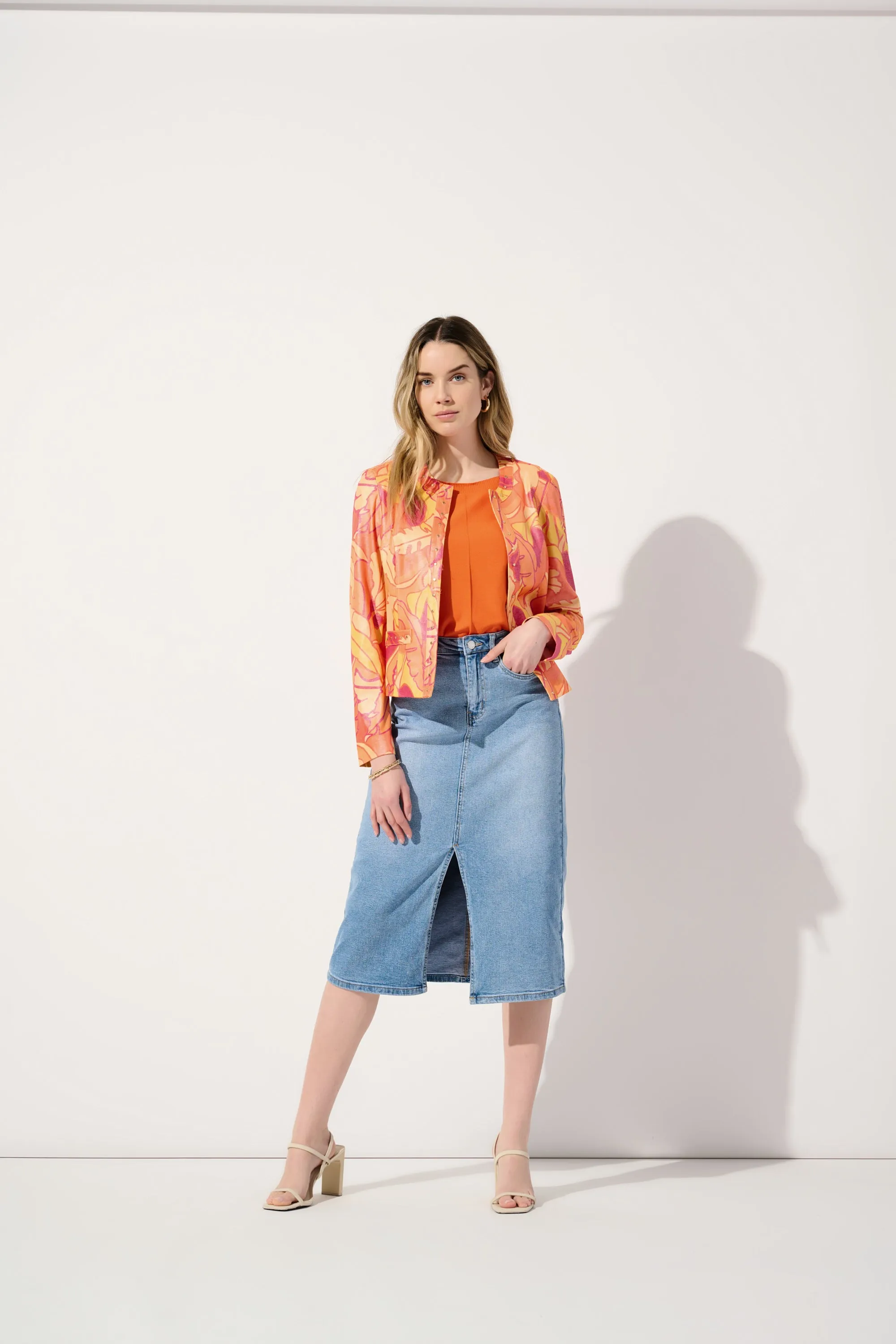 Foiled Suede Floral Print Fitted Jacket