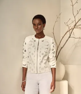 Foiled Suede Jacket With Laser Cut Leatherette