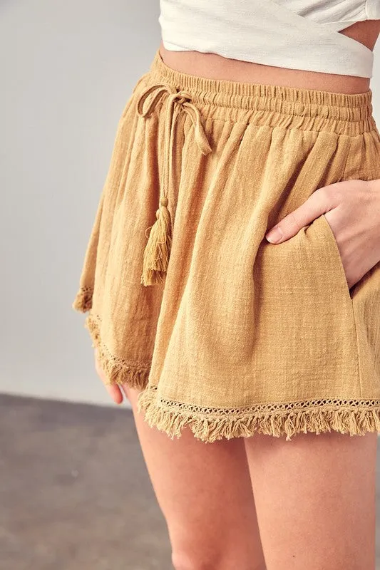 Fringe Hem Shorts
