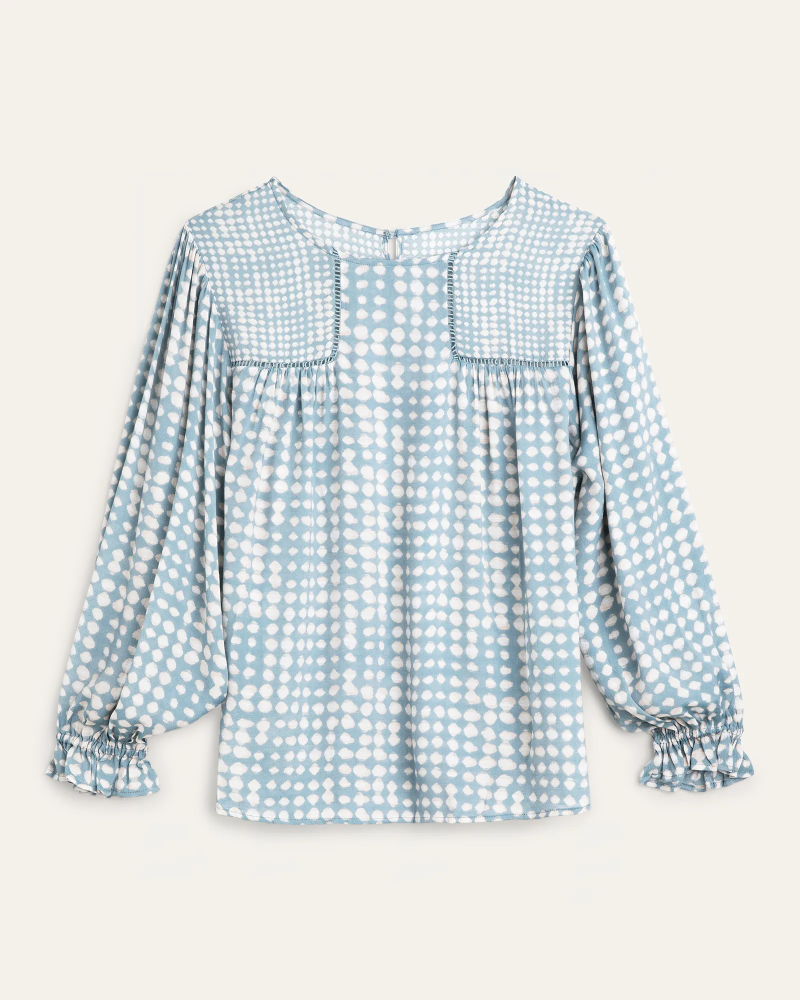 Gwen Printed Peasant Top | Turquoise