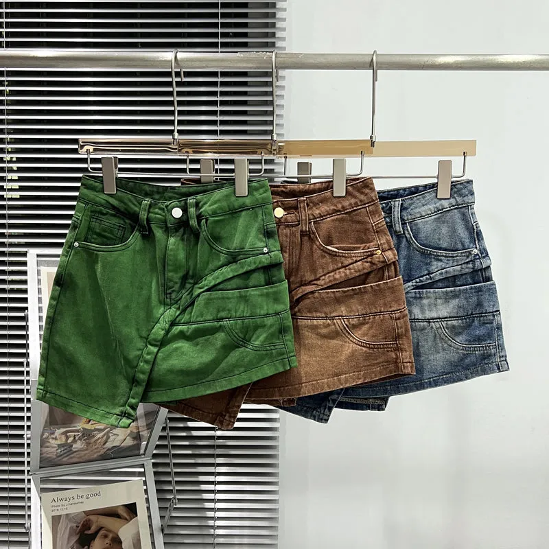 High Waist A Line Denim Skirt