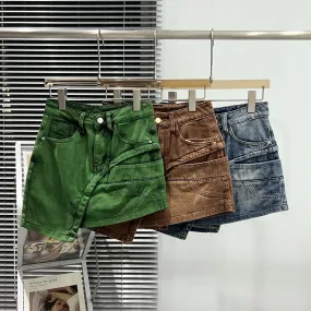 High Waist A Line Denim Skirt