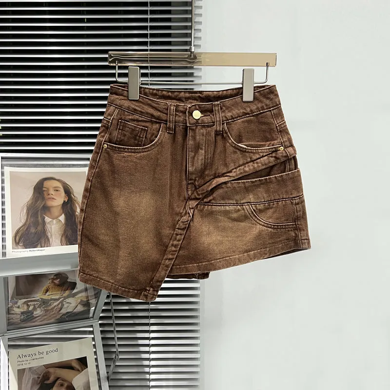High Waist A Line Denim Skirt