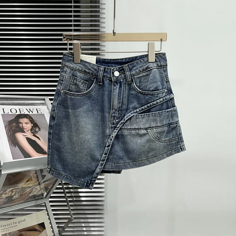 High Waist A Line Denim Skirt