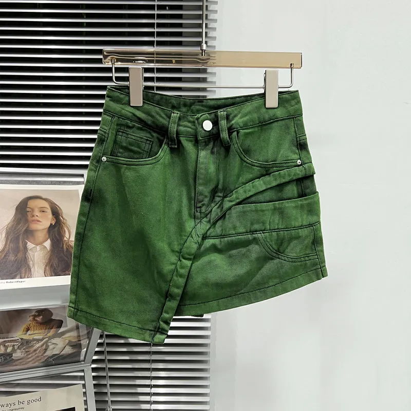 High Waist A Line Denim Skirt