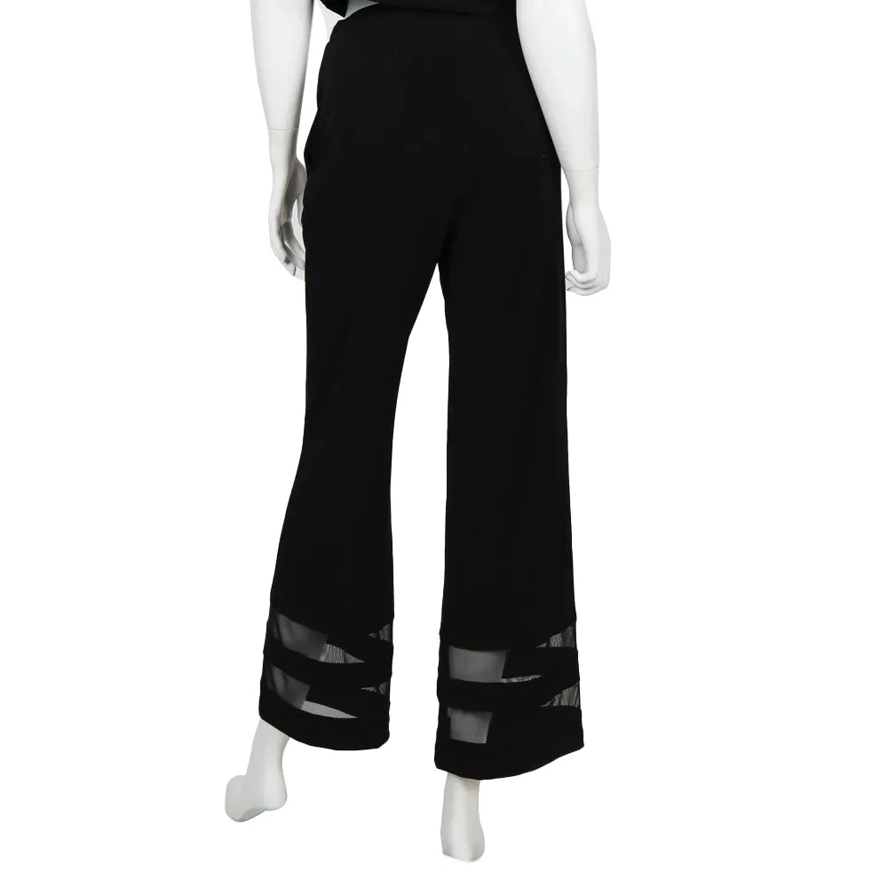 IC Collection Mesh Trim Palazzo Pant in Black - 4857P- BLK
