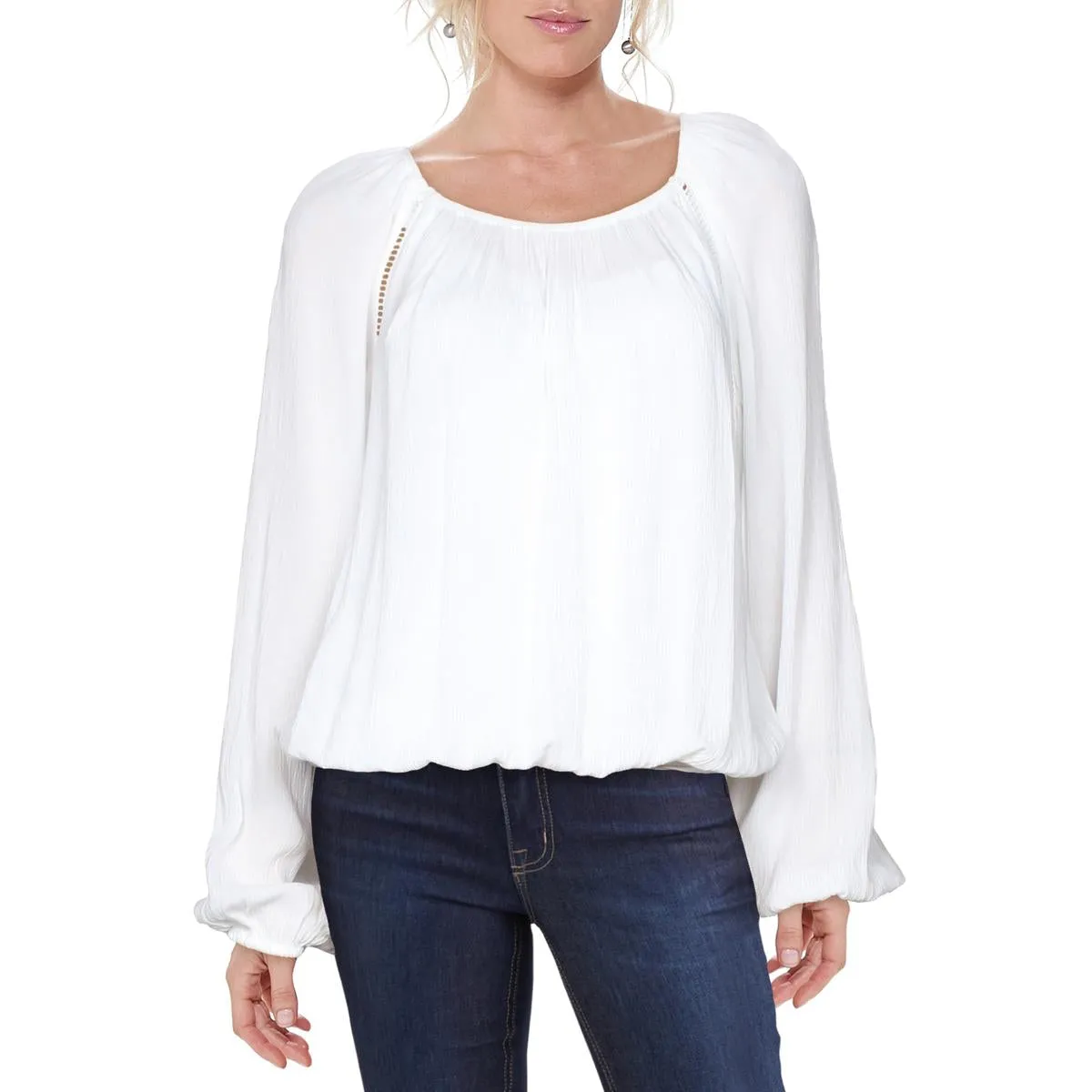 INC Womens Boho Cropped Peasant Top