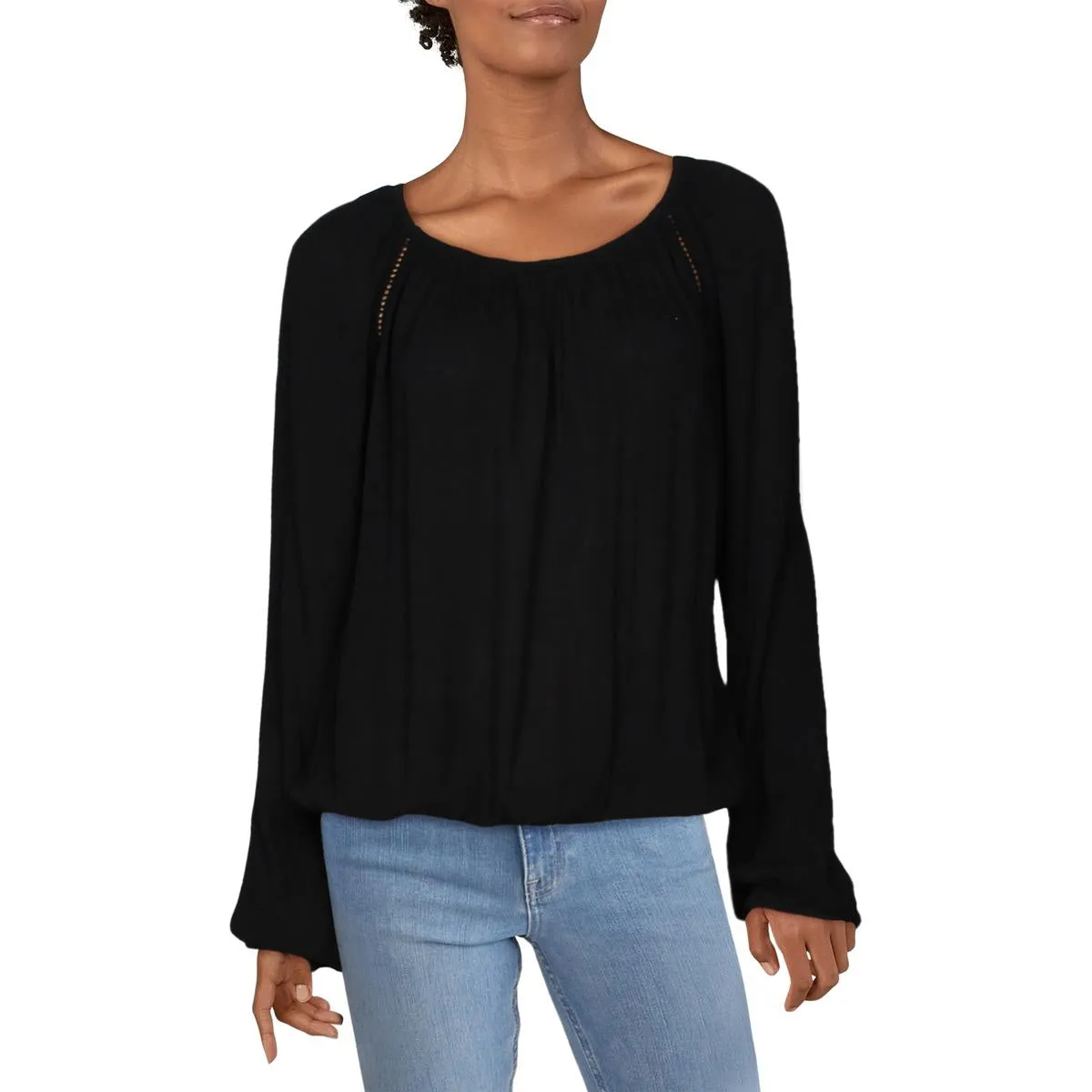 INC Womens Boho Cropped Peasant Top