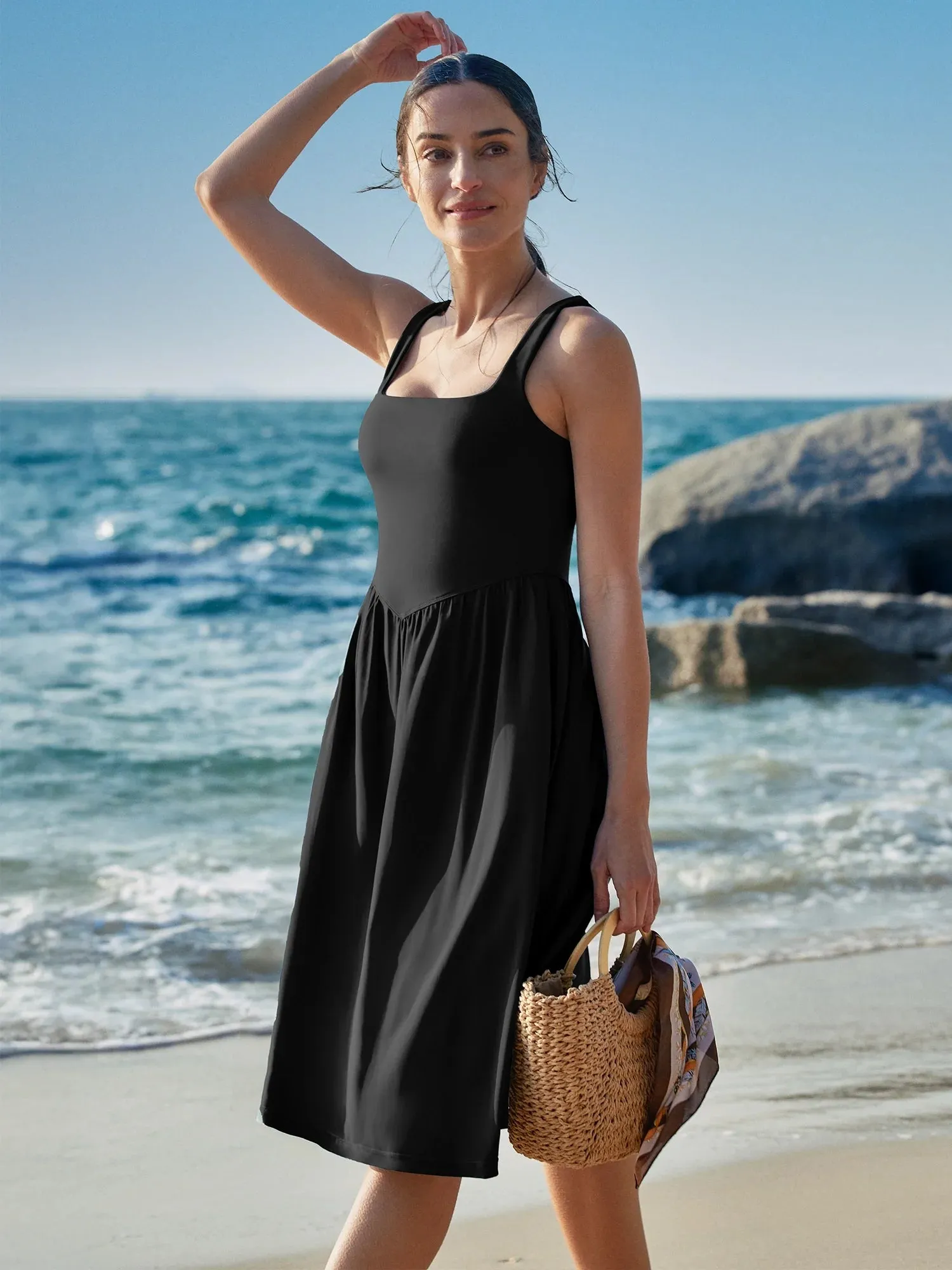 IUGA Flowy Sundresses With Built in Shorts & Bra & Pockets