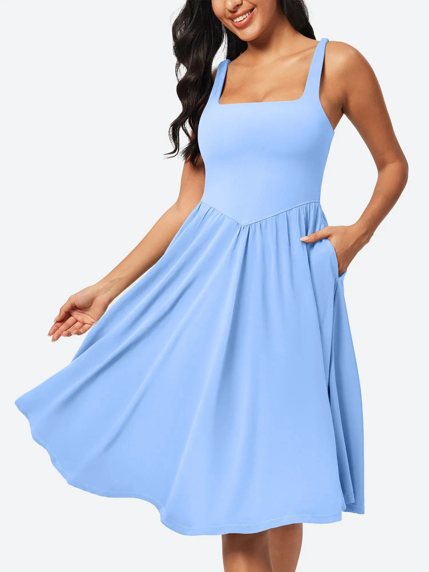 IUGA Flowy Sundresses With Built in Shorts & Bra & Pockets