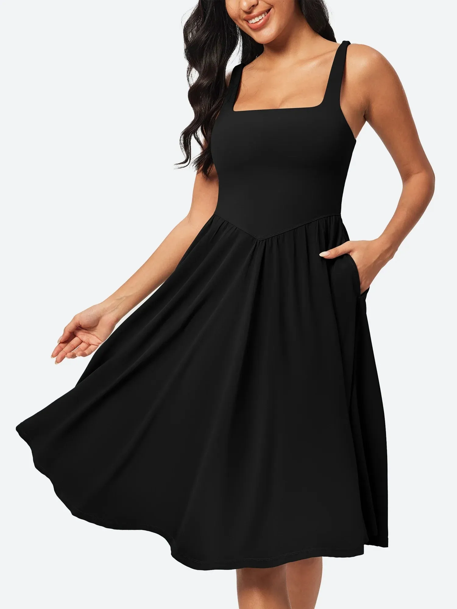 IUGA Flowy Sundresses With Built in Shorts & Bra & Pockets