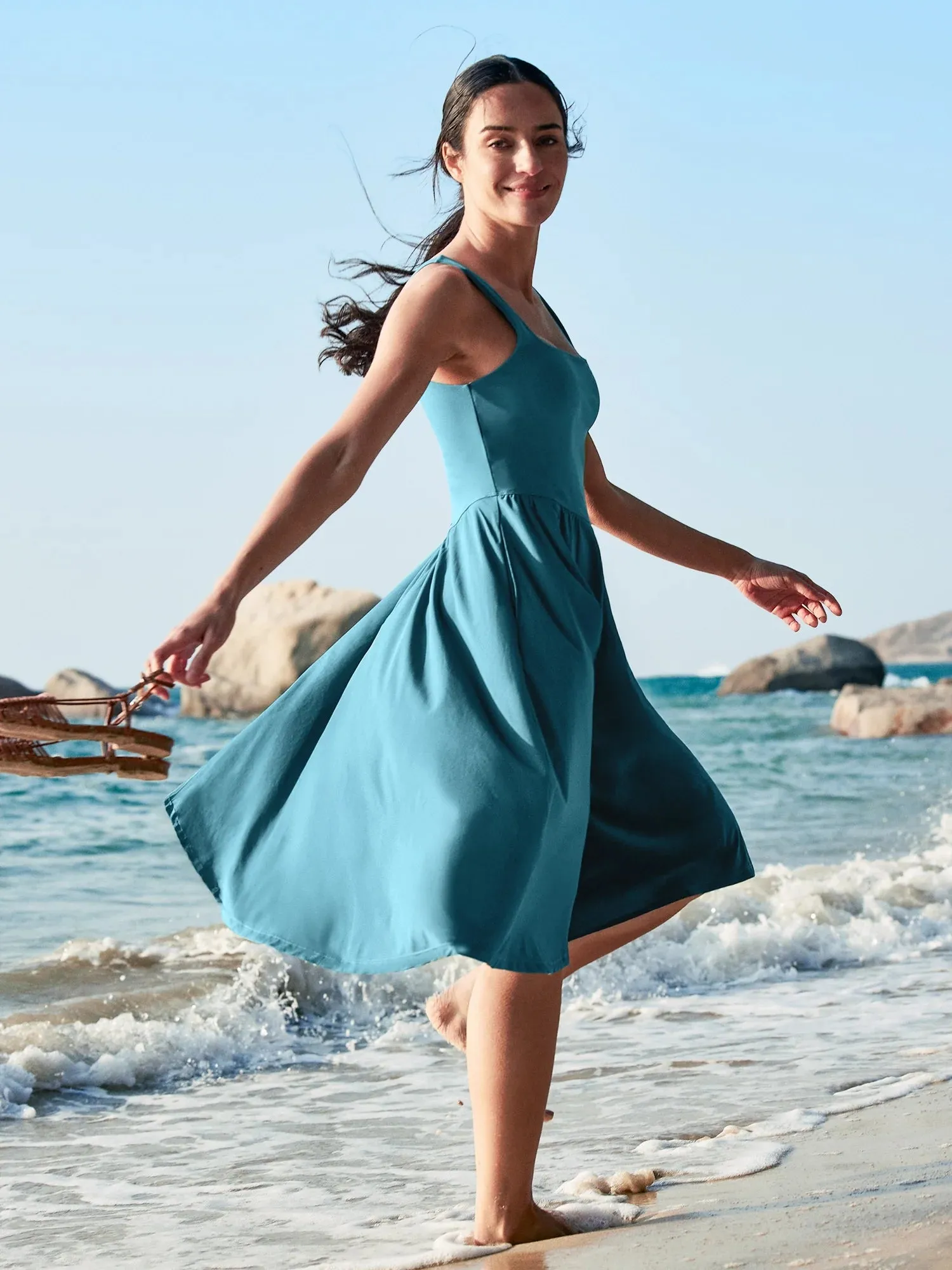 IUGA Flowy Sundresses With Built in Shorts & Bra & Pockets