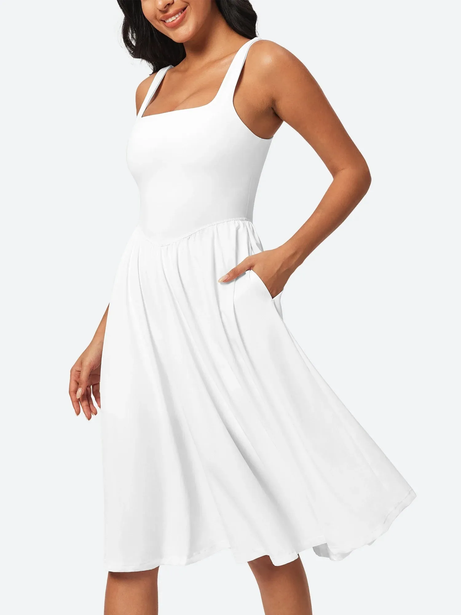 IUGA Flowy Sundresses With Built in Shorts & Bra & Pockets