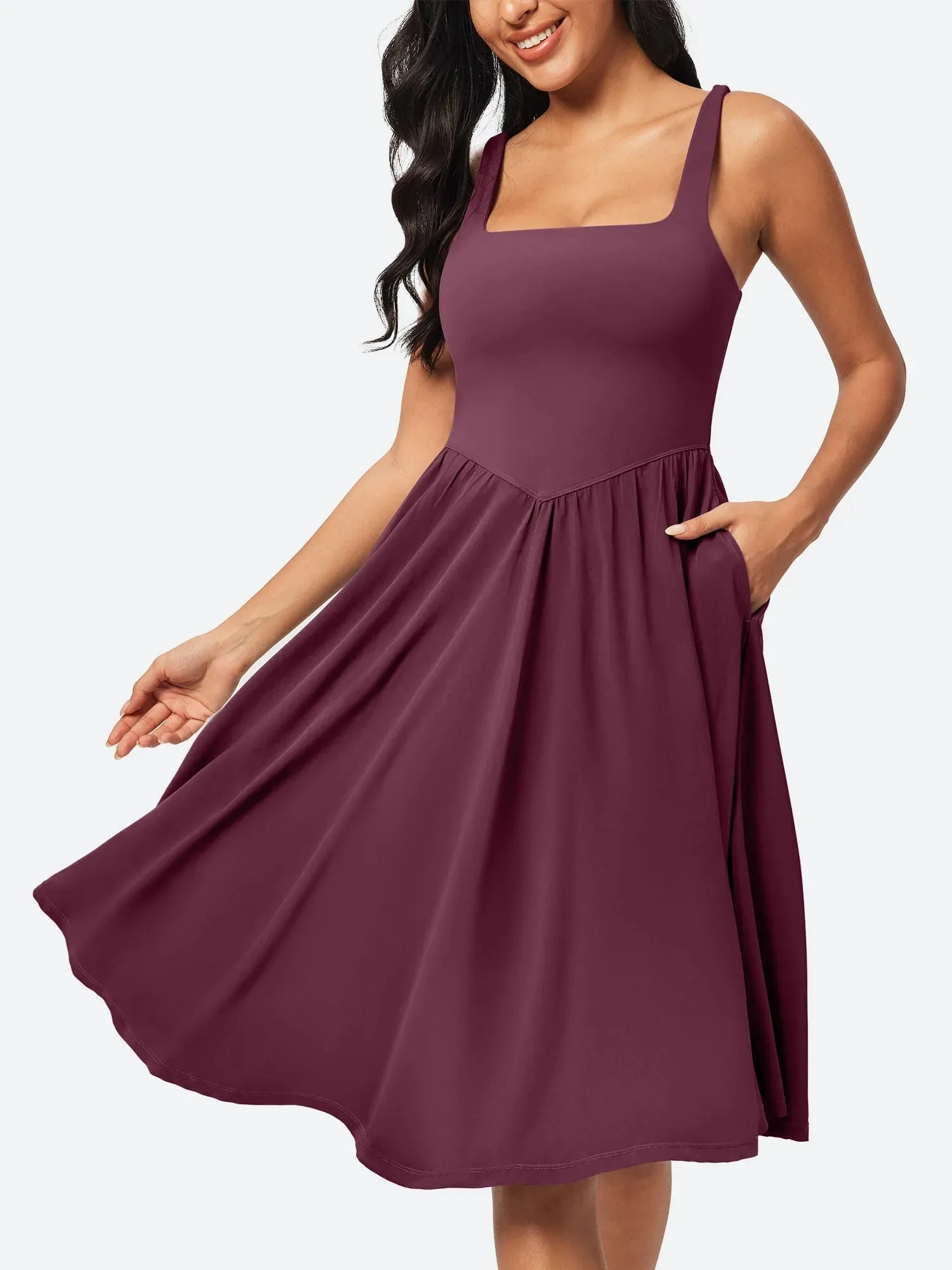 IUGA Flowy Sundresses With Built in Shorts & Bra & Pockets