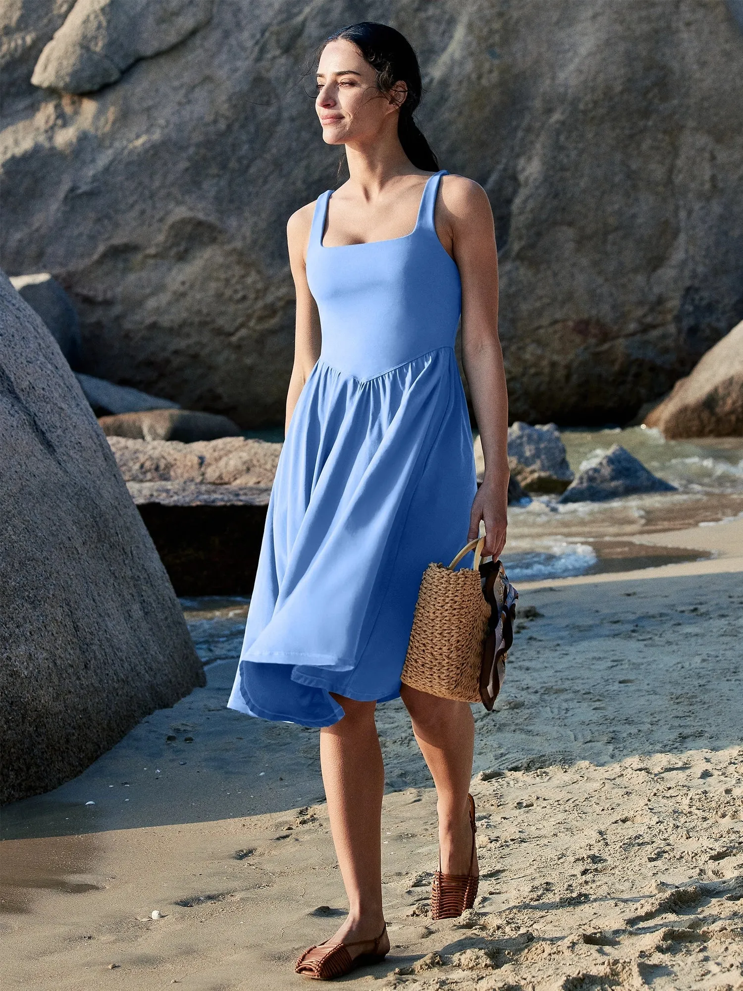 IUGA Flowy Sundresses With Built in Shorts & Bra & Pockets