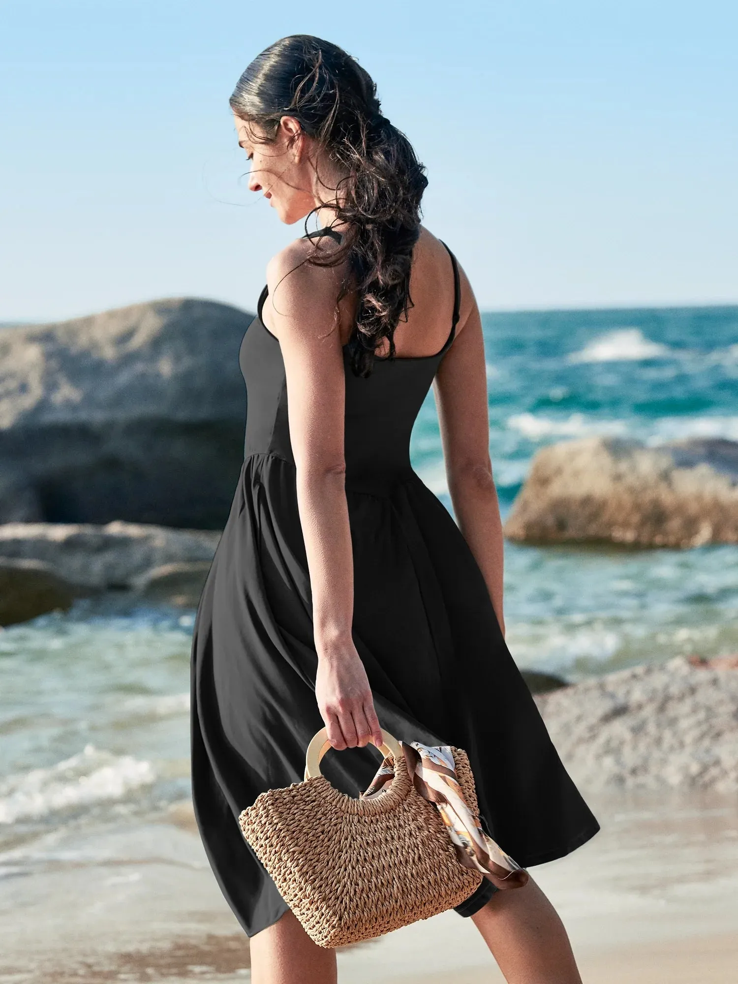 IUGA Flowy Sundresses With Built in Shorts & Bra & Pockets