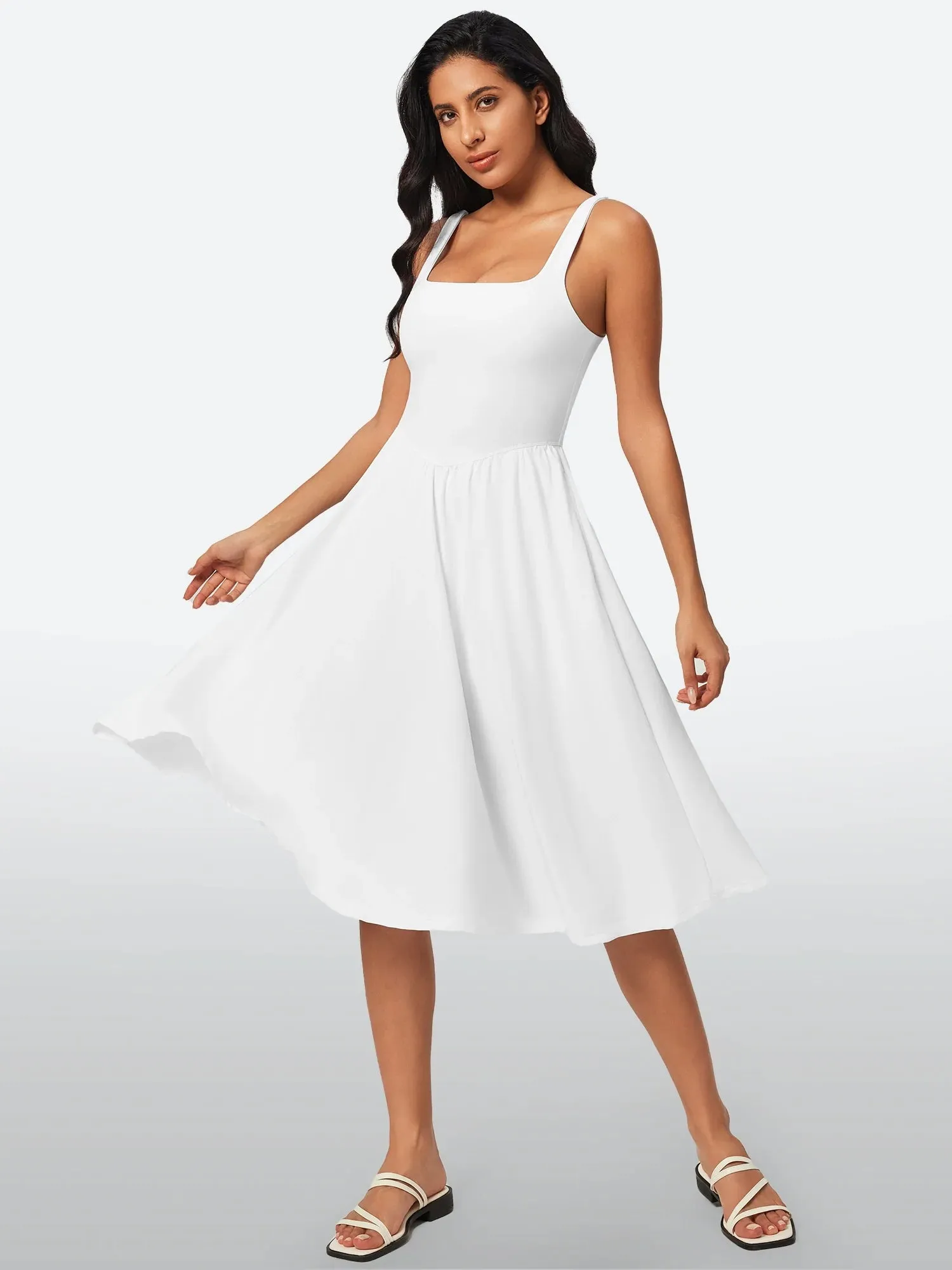 IUGA Flowy Sundresses With Built in Shorts & Bra & Pockets