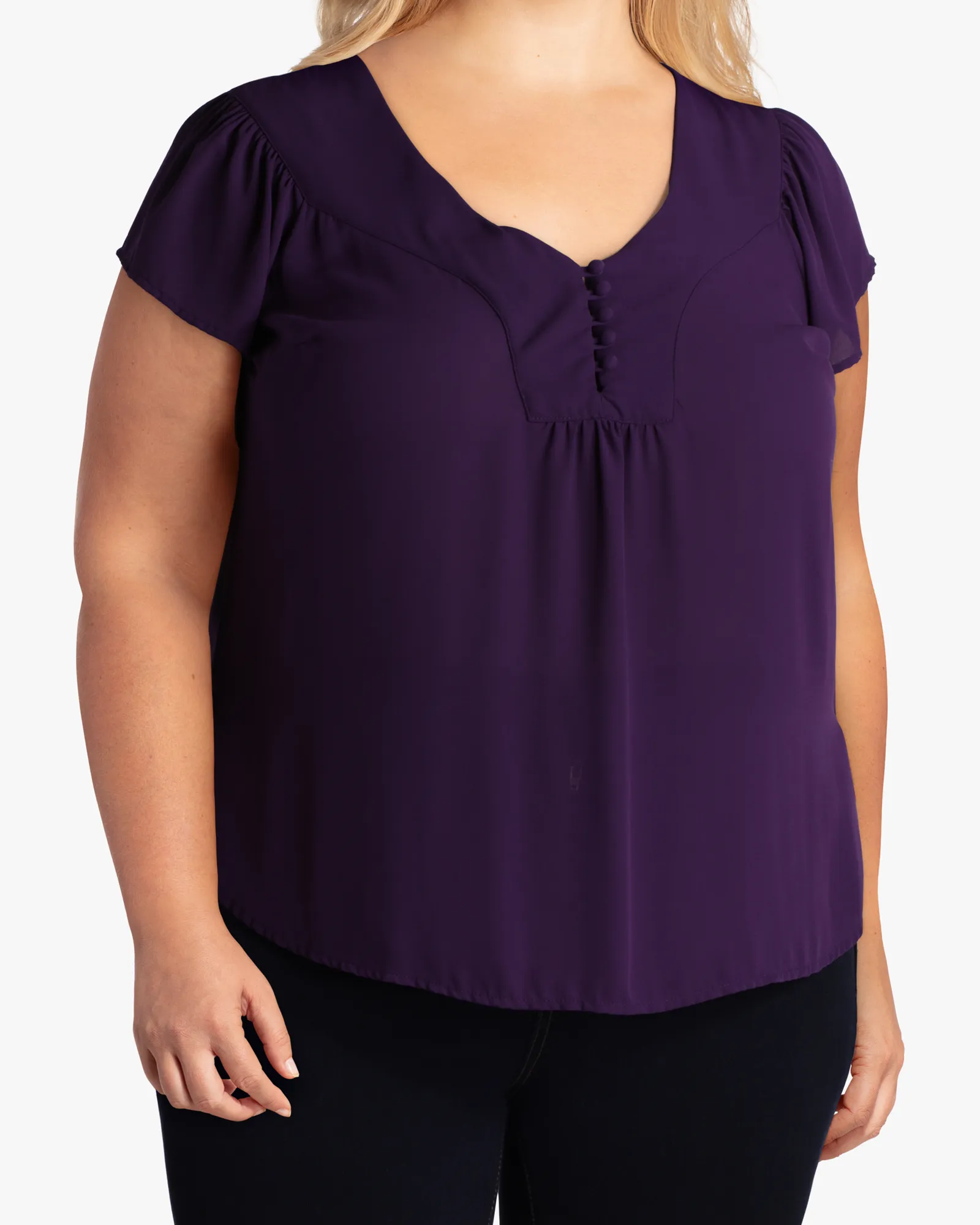Josephine Flutter Sleeve Blouse | Purple