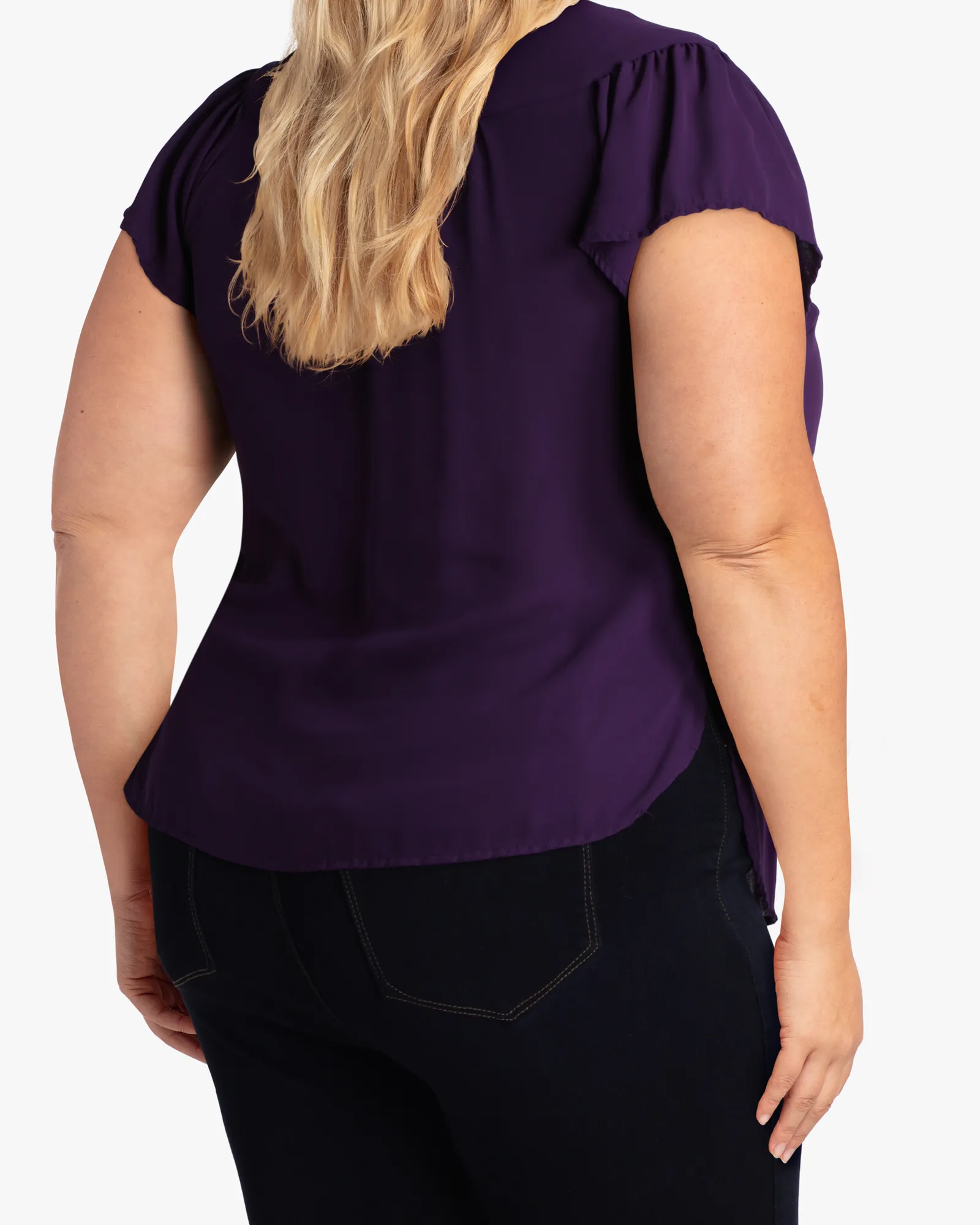 Josephine Flutter Sleeve Blouse | Purple