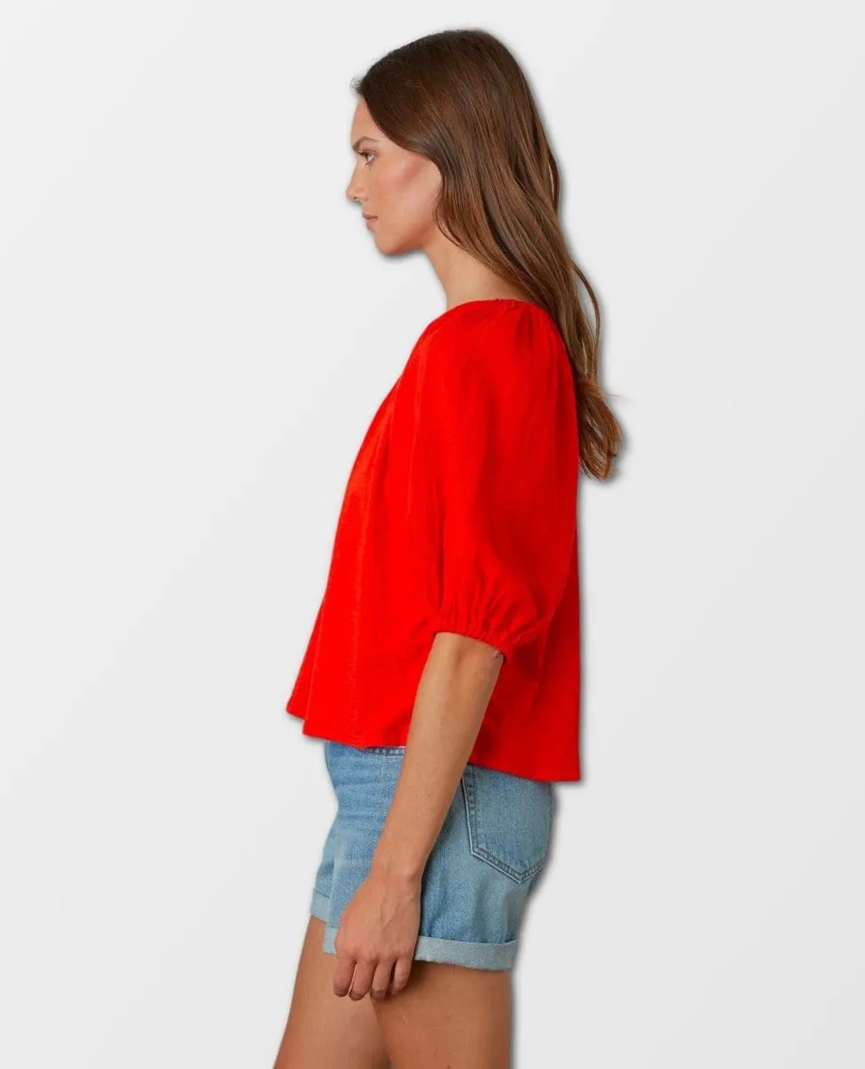 Katy Raglan Sleeve Top Cardinal