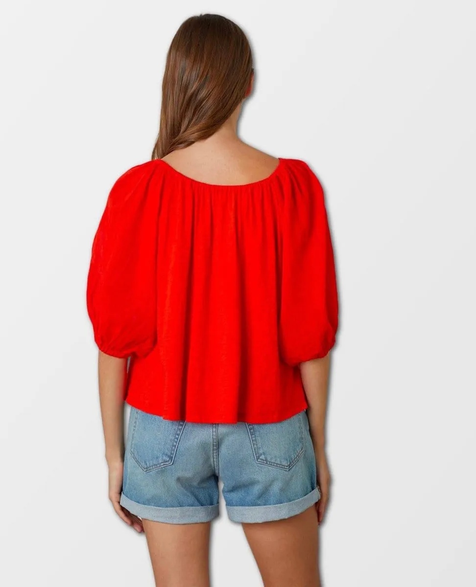 Katy Raglan Sleeve Top Cardinal