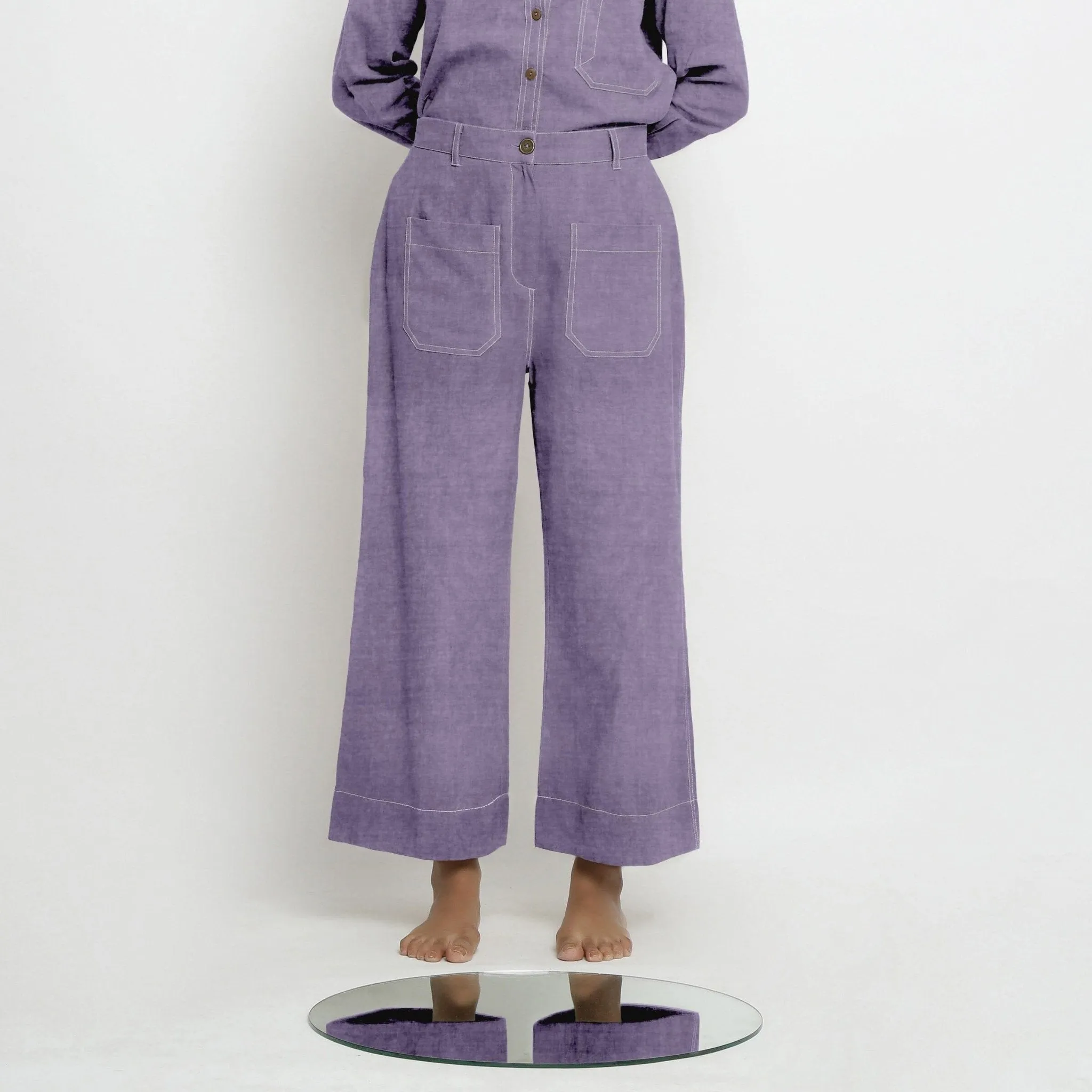Lavender Linen Patch Pocket Wide Legged Pant