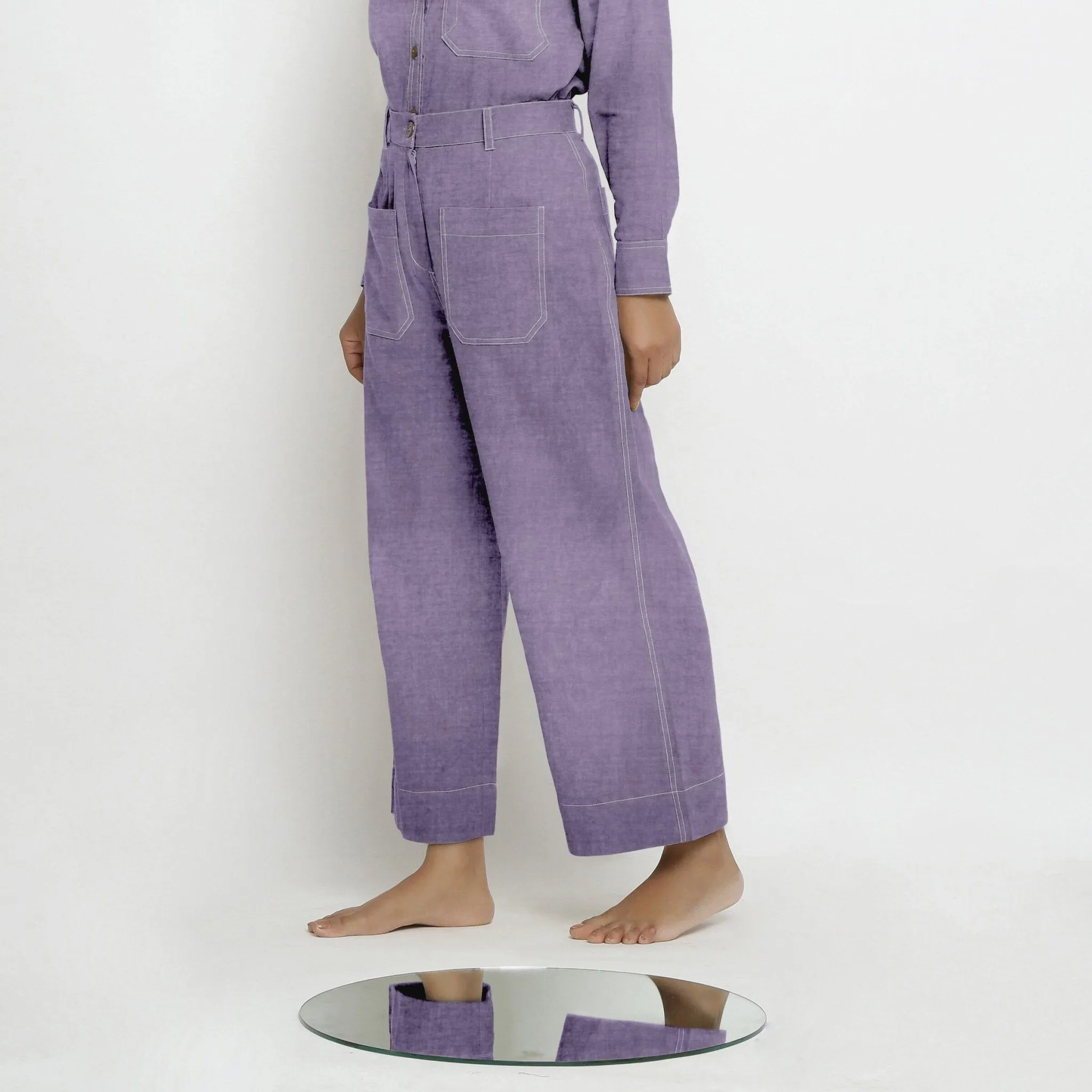 Lavender Linen Patch Pocket Wide Legged Pant