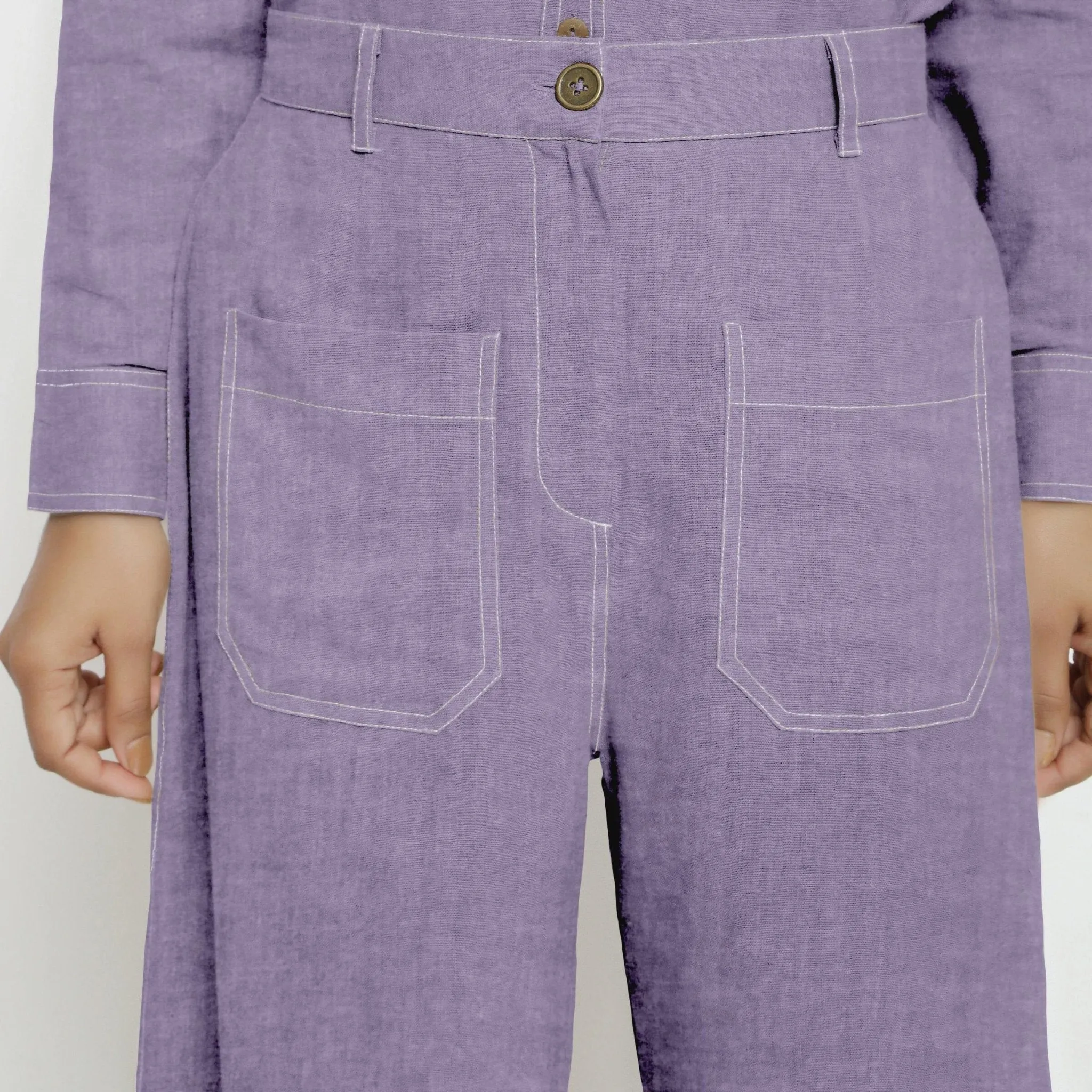Lavender Linen Patch Pocket Wide Legged Pant