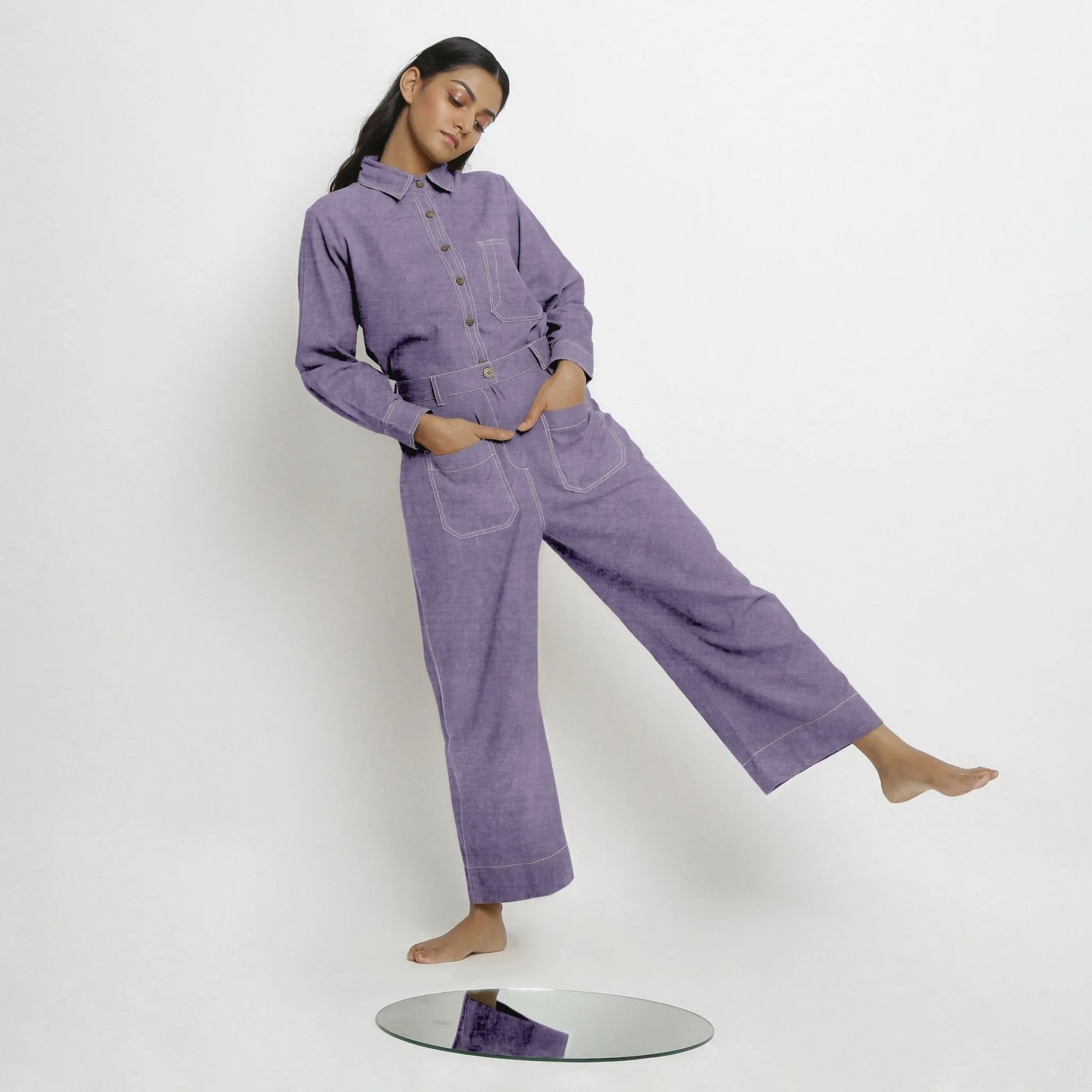 Lavender Linen Patch Pocket Wide Legged Pant