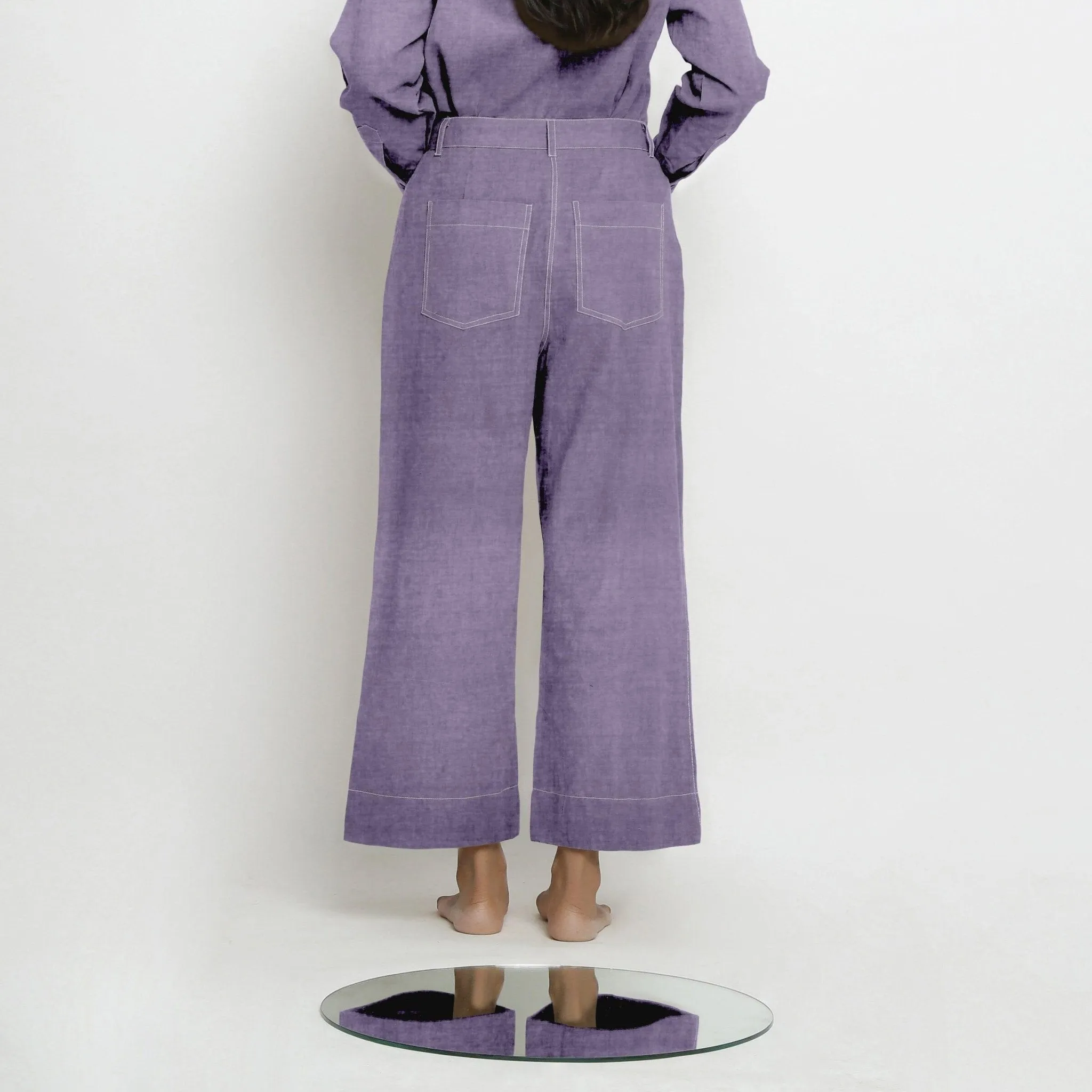 Lavender Linen Patch Pocket Wide Legged Pant