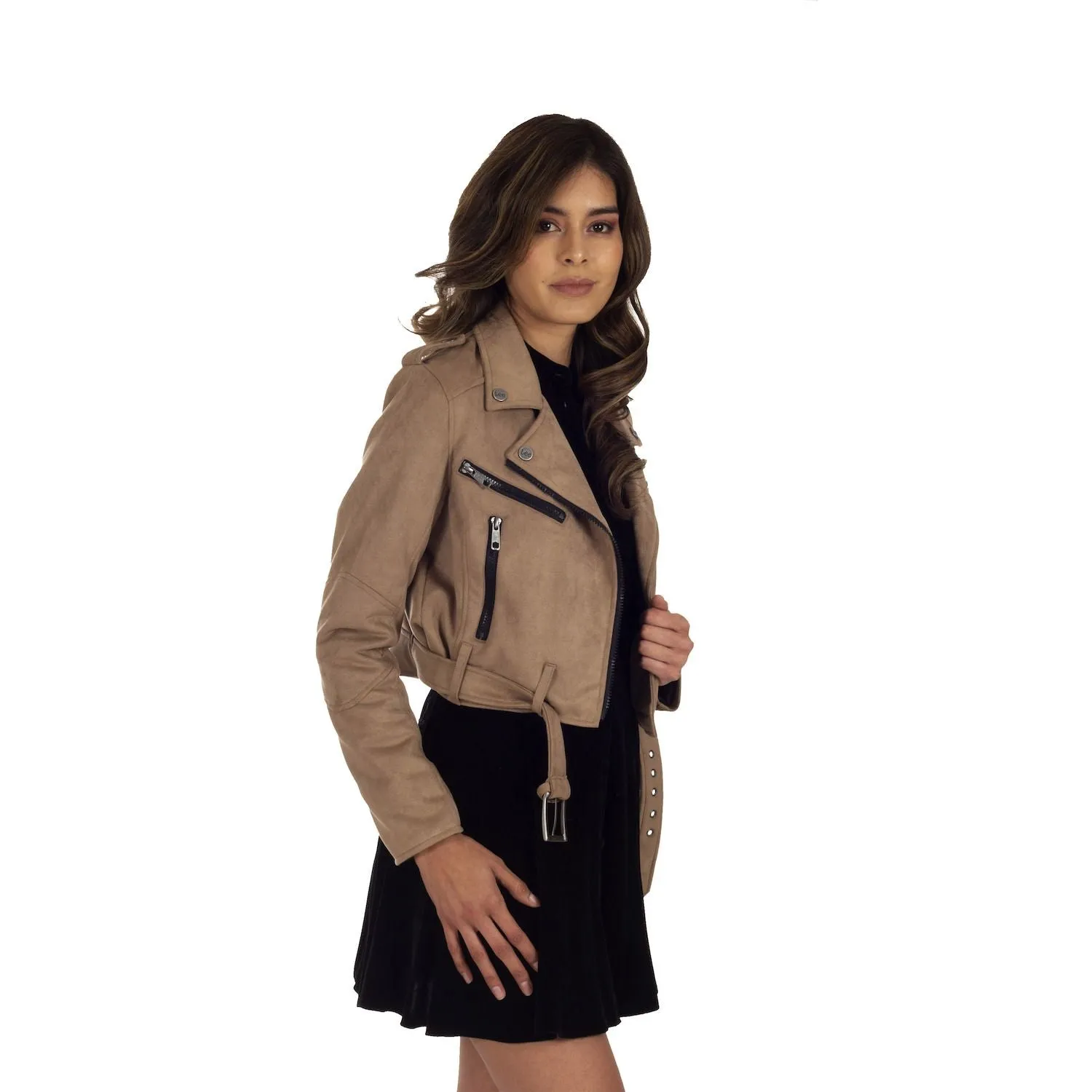 Lee Women's Faux Suede Biker Jacket, Red