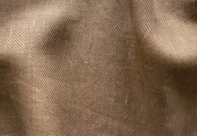 Light-Weight Herringbone Dip-Dyed Warm Pecan Linen (Made in Italy)