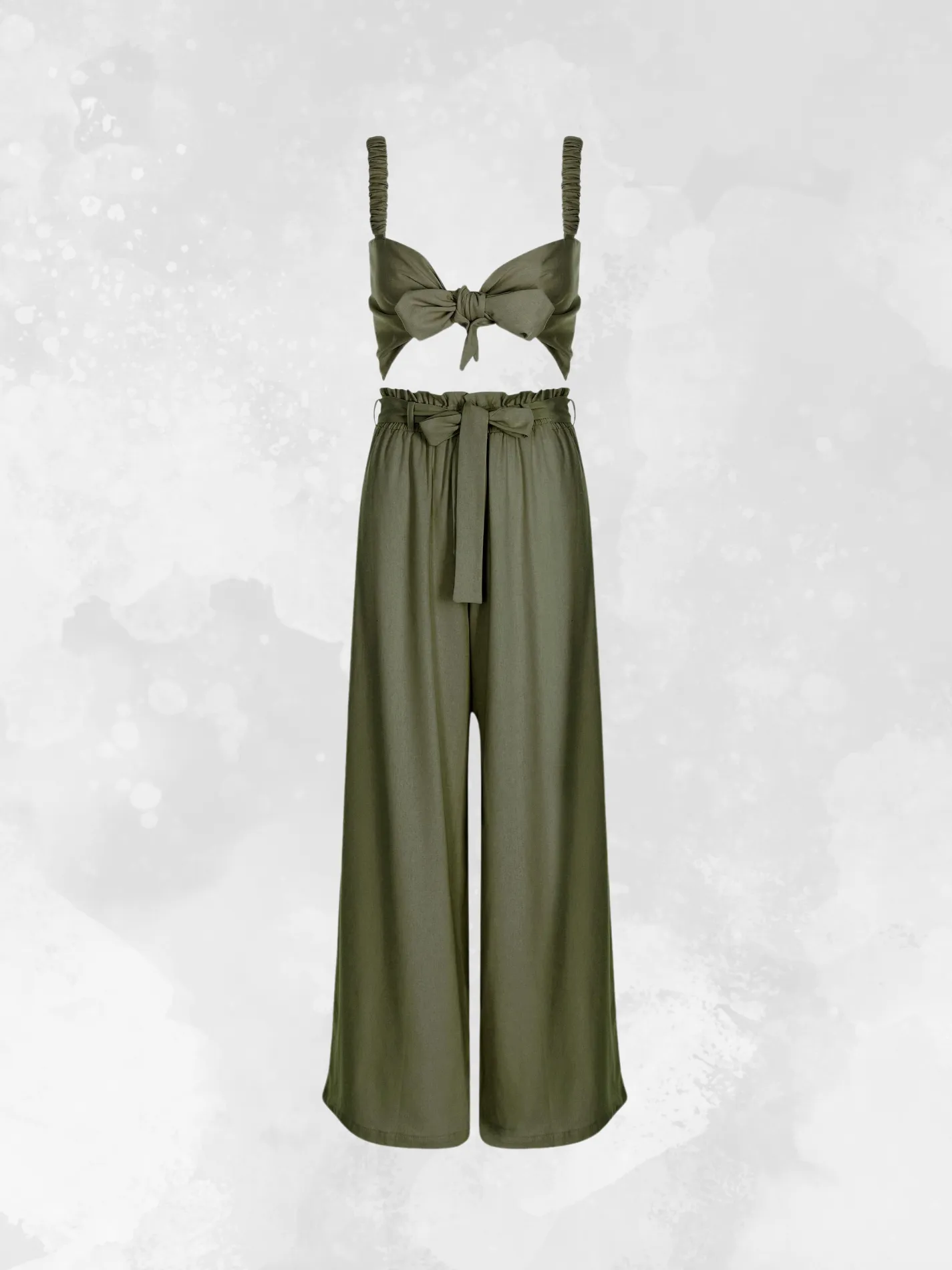 Linen Palazzo Pants - Olive