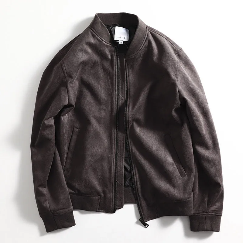 LMS Fashion Suede Leather Baseball Jackets