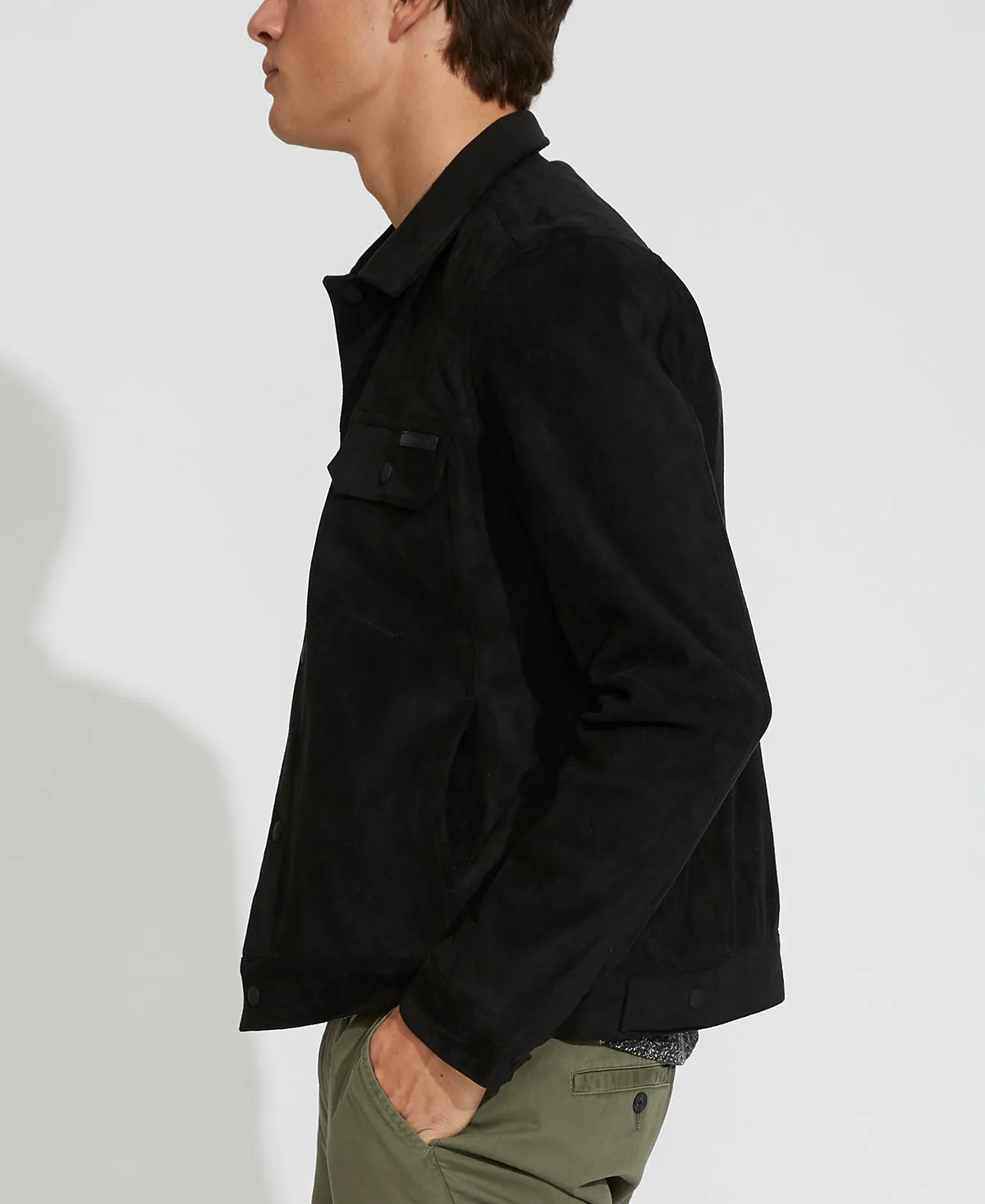 Mabel Suede Trucker Jacket (Black)