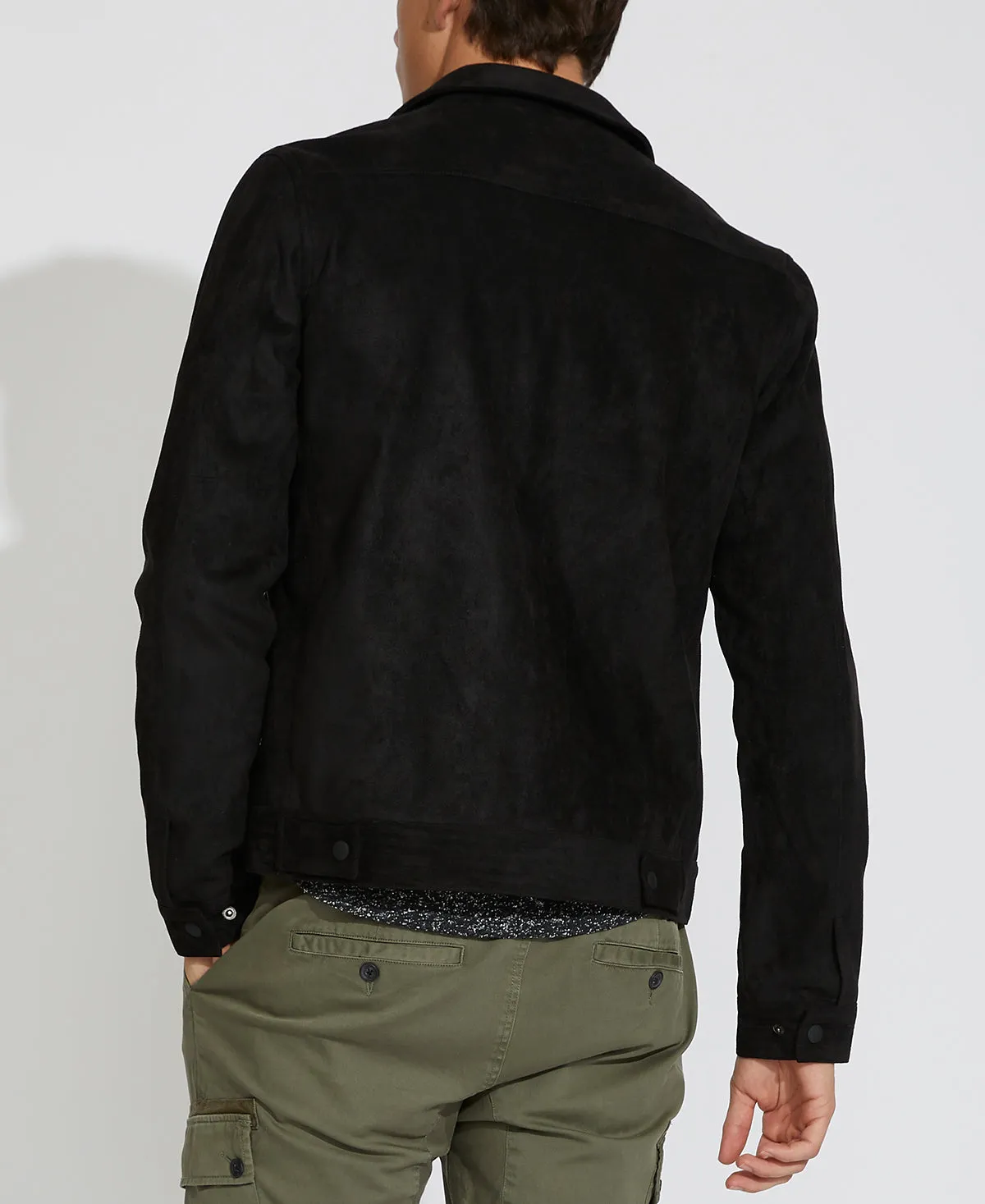 Mabel Suede Trucker Jacket (Black)
