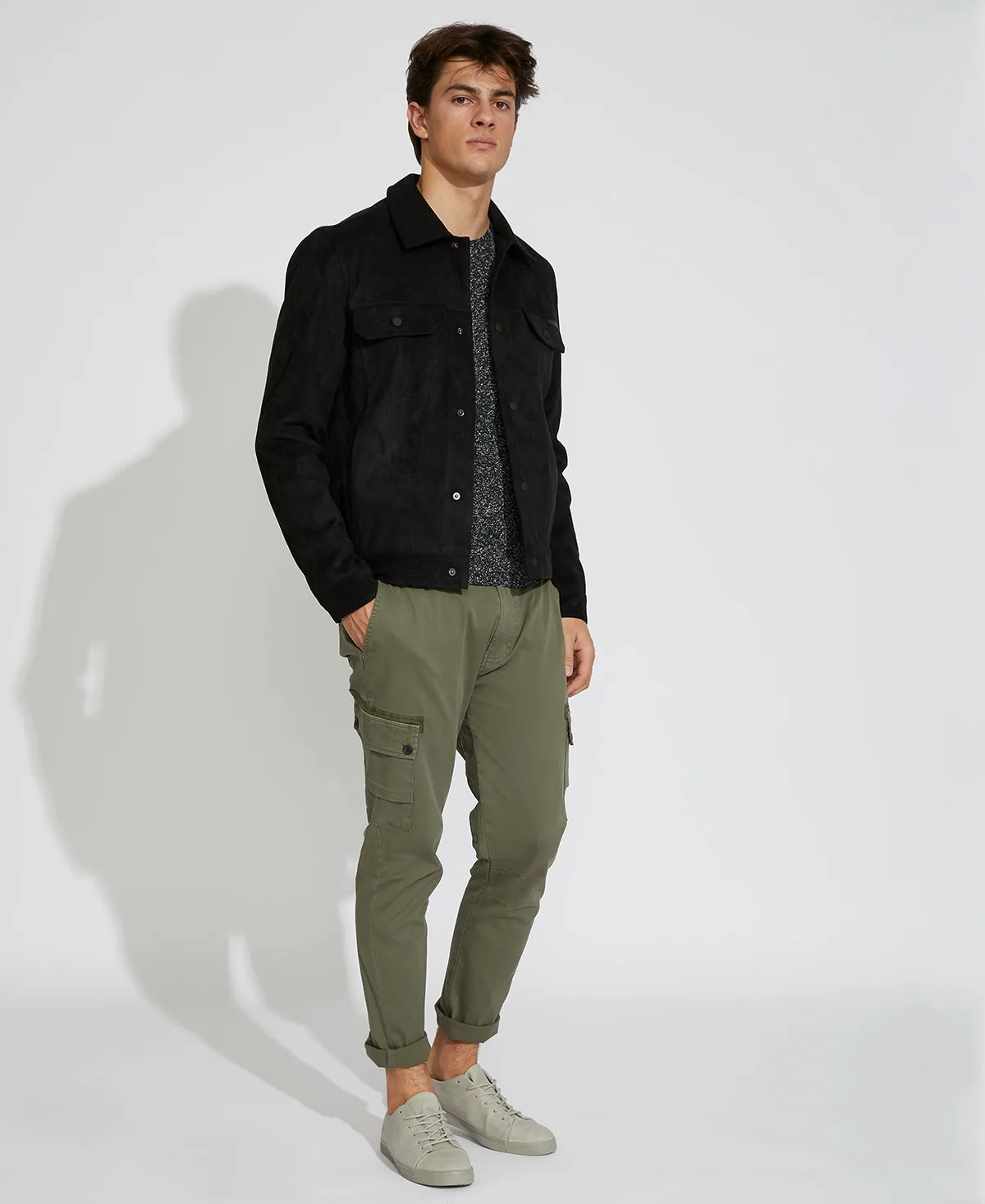 Mabel Suede Trucker Jacket (Black)